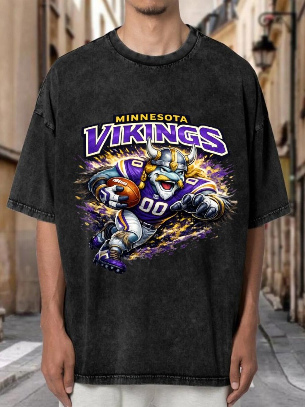 Minnesota Vikings Mascot Football Streetwear T-shirt RZ4ES2YHKQ01